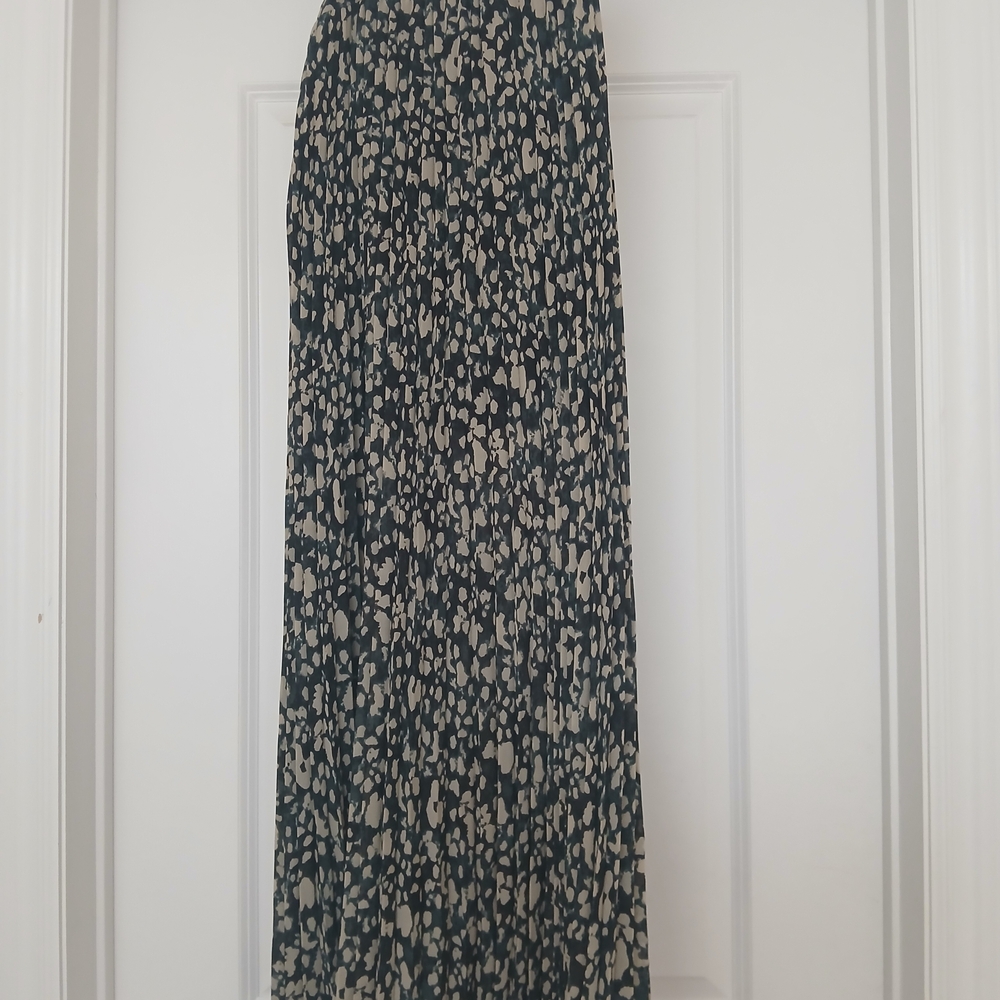 ba&sh Dark Green and Cream Maxi Skirt